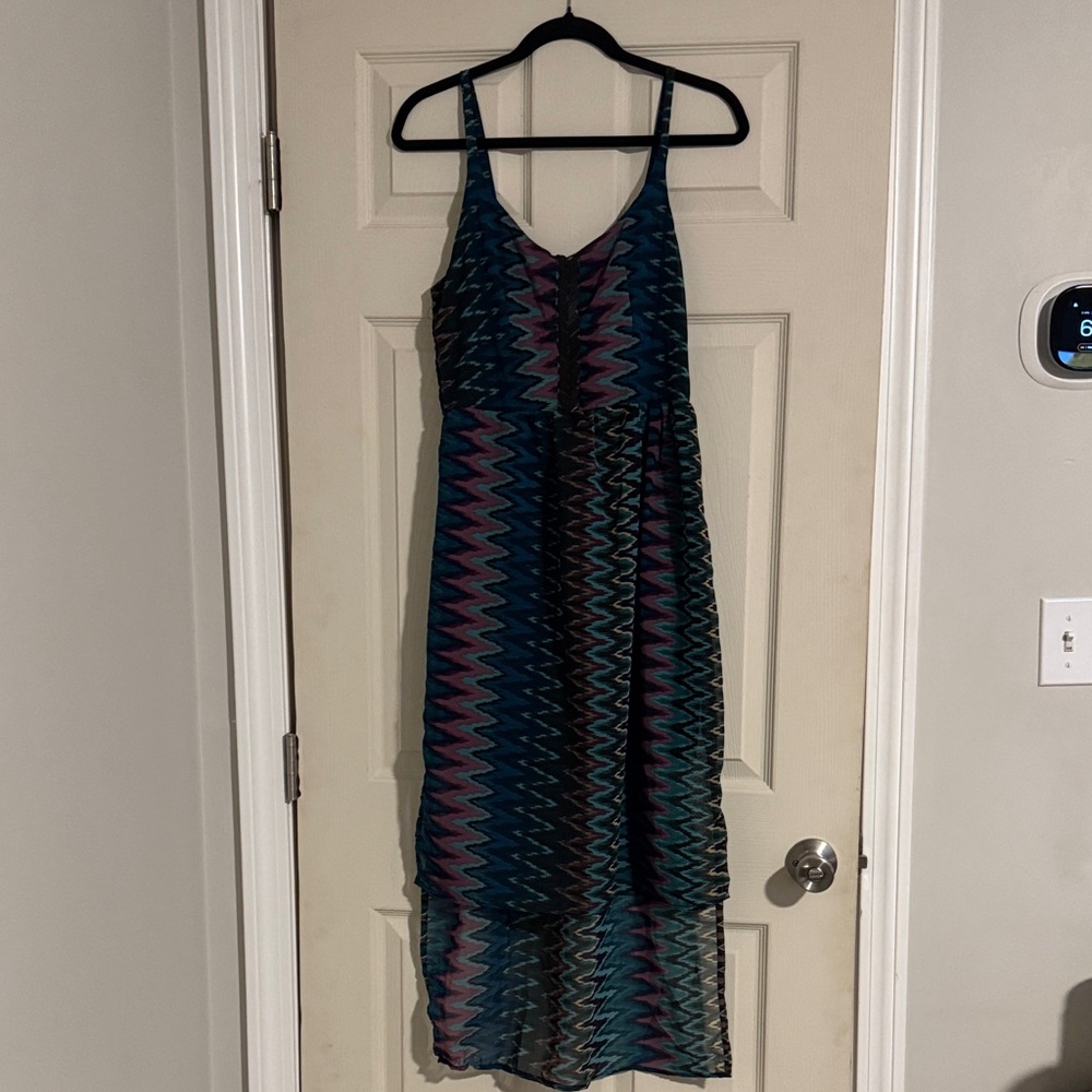Angie Multicolor Zigzag High Low Dress